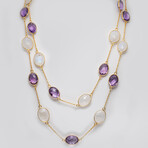Genuine Amethyst And Blue Moonstone Necklace