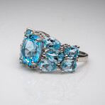 Genuine Blue Topaz And White Sapphire Ring
