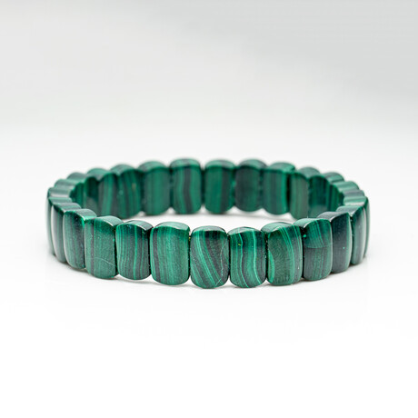 Genuine Malachite Beaded Stretch Bracelet