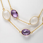 Genuine Amethyst And Blue Moonstone Necklace