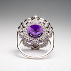 Genuine Amethyst And White Sapphire Ring