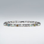Genuine Ethiopian Fire Opal, Citrine, Pink Sapphire, Peridot And Blue Topaz Bracelet Set In Sterling Silver