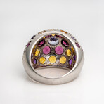 Genuine Garnet, Tanzanite, Citrine And Amethyst Ring