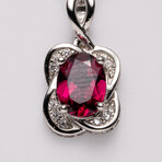 Genuine Rhodolite Garnet And White Sapphire Pendant On A Sterling Silver Chain