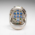 Genuine Multicolor Tourmaline And Kyanite Gemstone Ring