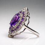 Genuine Amethyst And White Sapphire Ring