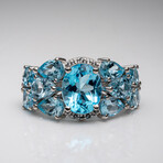 Genuine Blue Topaz And White Sapphire Ring