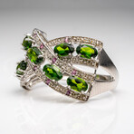 Genuine Diopside With Pink Tourmoline Ring