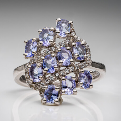 Genuine Tanzanite And White Sapphire Ring