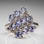 Genuine Tanzanite And White Sapphire Ring