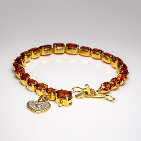 Genuine Citrine Bracelet With White Sapphire Heart Charm