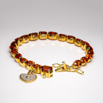 Genuine Citrine Bracelet With White Sapphire Heart Charm
