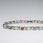 Genuine Ethiopian Fire Opal, Citrine, Pink Sapphire, Peridot And Blue Topaz Bracelet Set In Sterling Silver