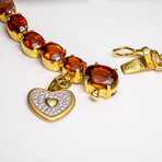 Genuine Citrine Bracelet With White Sapphire Heart Charm