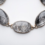 Genuine Black Tourmaline Cabochon Quartz Gemstone Bracelet