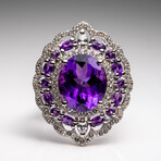 Genuine Amethyst And White Sapphire Ring