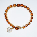 Genuine Citrine Bracelet With White Sapphire Heart Charm