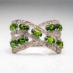 Genuine Diopside With Pink Tourmoline Ring