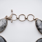 Genuine Black Tourmaline Cabochon Quartz Gemstone Bracelet