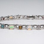 Genuine Ethiopian Fire Opal, Citrine, Pink Sapphire, Peridot And Blue Topaz Bracelet Set In Sterling Silver