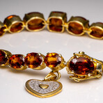 Genuine Citrine Bracelet With White Sapphire Heart Charm