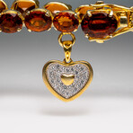 Genuine Citrine Bracelet With White Sapphire Heart Charm