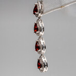 Genuine Rhodolite Garnet Faceted Oval And White Sapphire Earrings