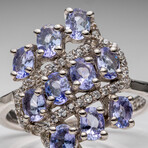 Genuine Tanzanite And White Sapphire Ring