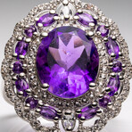 Genuine Amethyst And White Sapphire Ring