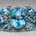Genuine Blue Topaz And White Sapphire Ring