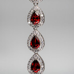 Genuine Rhodolite Garnet Faceted Oval And White Sapphire Earrings