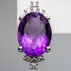 Genuine Faceted Amethyst And White Sapphire Earrings Set In Sterling Silver