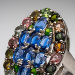 Genuine Multicolor Tourmaline And Kyanite Gemstone Ring