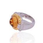 Estate 18K White Gold + 18k Yellow Gold Citrine + Diamond Ring // Ring Size: 6.25 // Pre-Owned