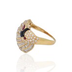 18K Yellow Gold Diamond + Ruby + Onyx Ring // Ring Size: 6.75 // Pre-Owned