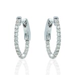 Estate 18K White Gold Diamond Oval Hoop Earrings // New
