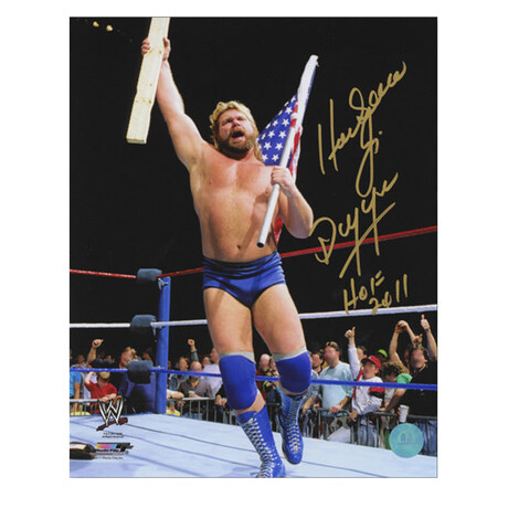 Hacksaw Jim Duggan // Autographed Wrestling Ring Flag Salute 8x10 Photo