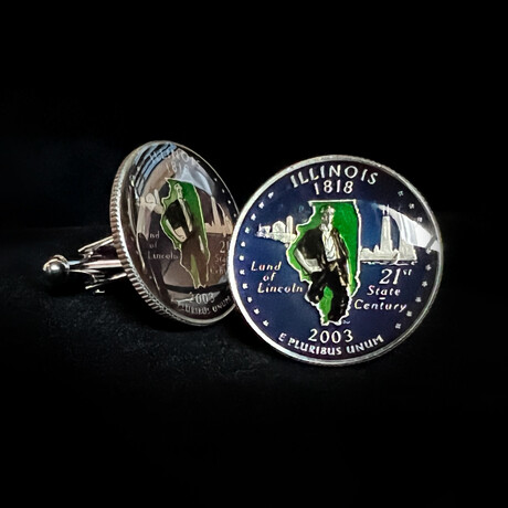 Illinois Quarter Coin Cufflink