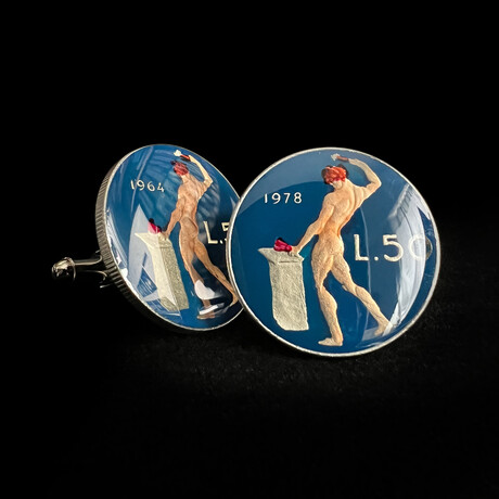 Italy // Vulcan 50 Lire Coin Cufflink