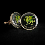 United Kingdom // Welsh Dragon, One Pound Coin Cufflink