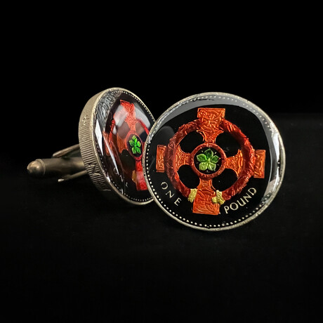 United Kingdom // Northern Ireland Celtic Cross, One Pound Coin Cufflink