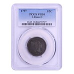 1797 Liberty Cap Half Cent // 1 Above 1 Variety // PCGS Certified VG10 // Deluxe Collector's Pouch