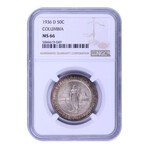 1936-D Columbia Commemorative Silver Half Dollar // NGC Certified MS66 // Deluxe Collector's Pouch