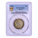 1883 Kingdom of Hawaii Silver Quarter // PCGS Certified MS65 // Deluxe Collector's Pouch