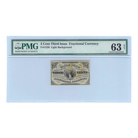 3-Cent United States Fractional Currency Note // PMG Certified Choice Uncirculated 63