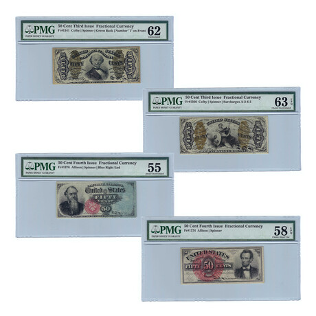 50-Cent United States Fractional Currency Collection // Set of 4 // PMG Certified
