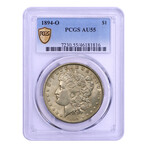 1894-O Morgan Silver Dollar // PCGS Certified AU55 // Deluxe Collector's Pouch