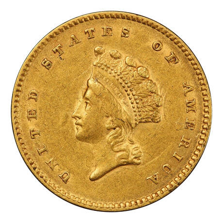 1854 $1 Gold Indian Princess Type 2 // PCGS Certified AU53 // Deluxe Collector's Pouch