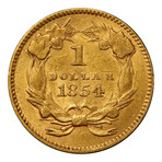 1854 $1 Gold Indian Princess Type 2 // PCGS Certified AU53 // Deluxe Collector's Pouch