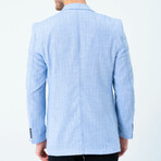Round Pockets Contrast Seams Blazer // Light Blue (S)